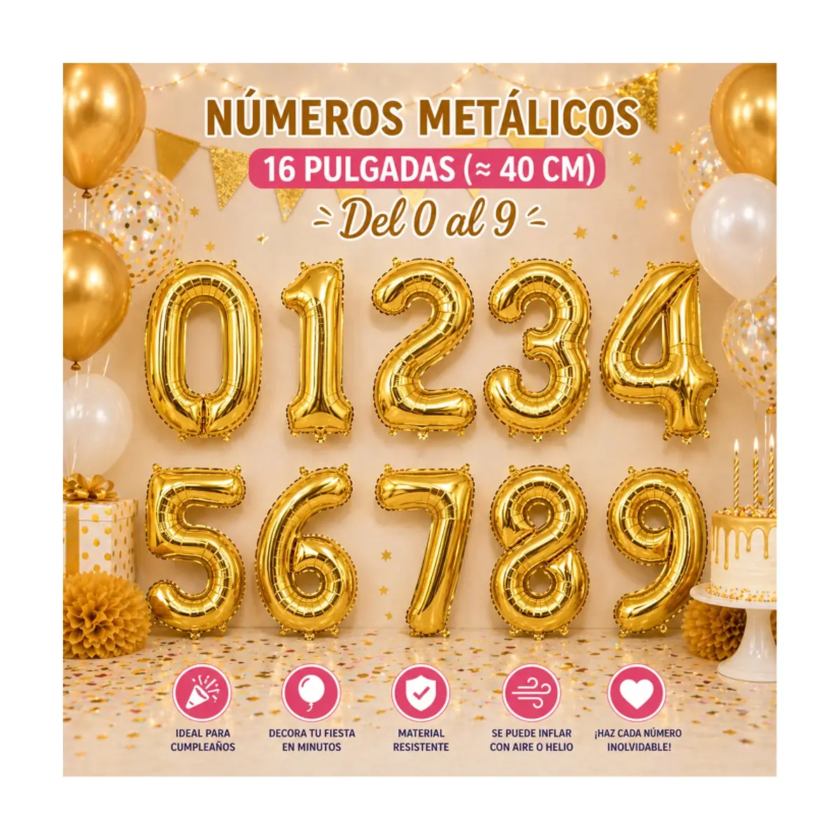 Globo dorado número 7 Balloon (16 pulgadas) - Thumbnail 5