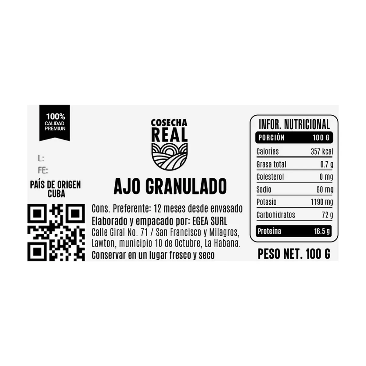 Ajo granulado Cosecha Real (100 g / 3.52 oz) - Thumbnail 3
