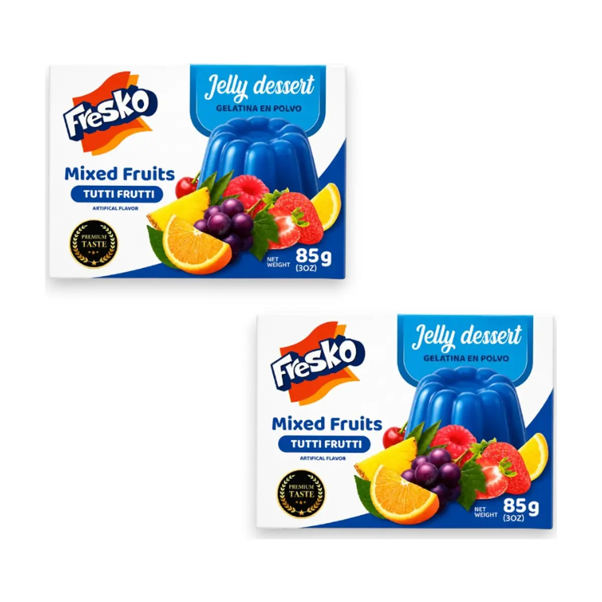 Gelatina de cóctel de frutas Fresko (2 x 85 g / 3 oz)