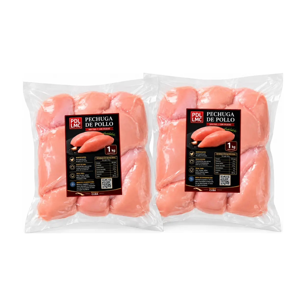 Pechuga de pollo sin piel y sin hueso PDL LMC (2 x 1 kg / 2.2 lb) - Imagen 1