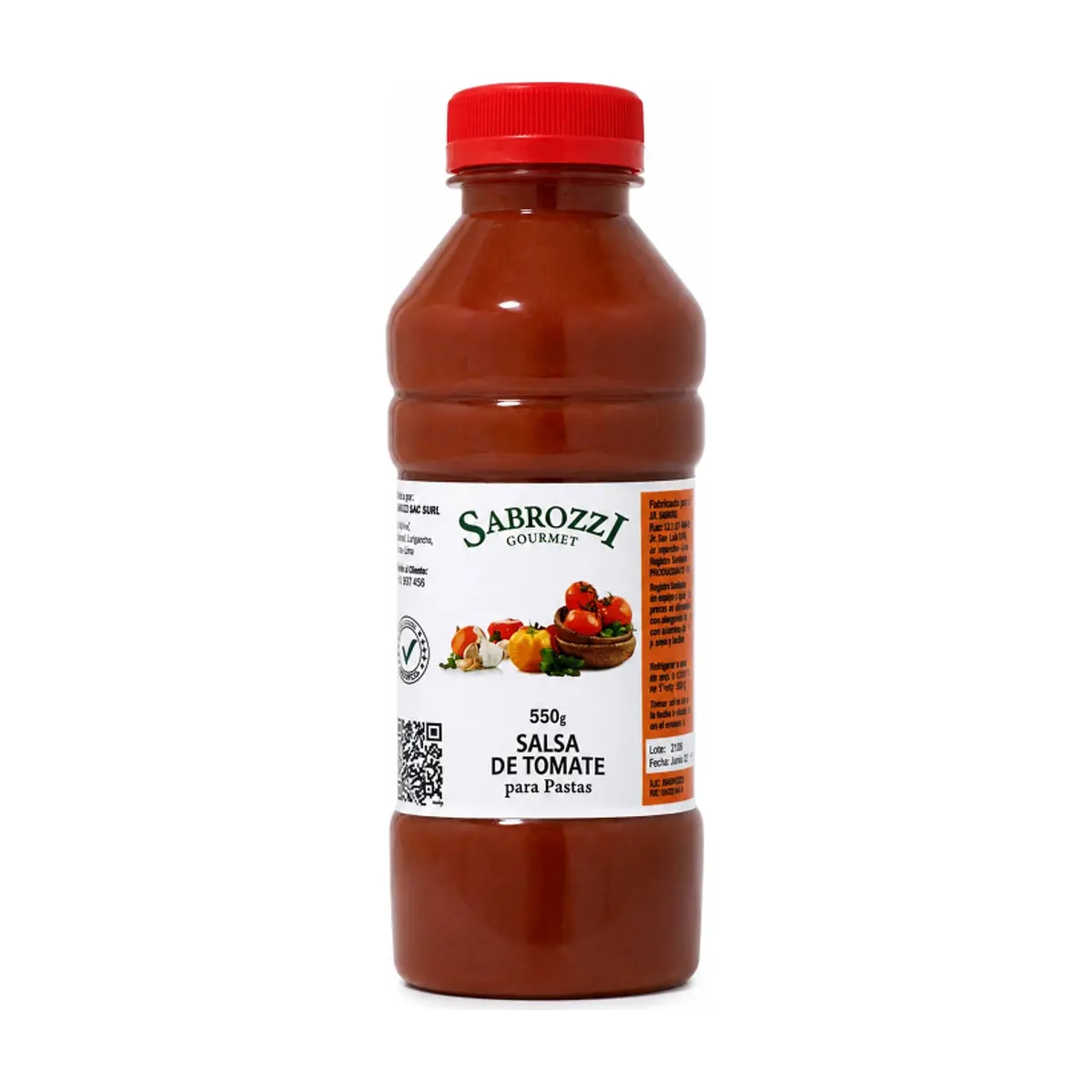 Salsa de tomate para pastas Sabrozzi (550 g / 1.21 lb)