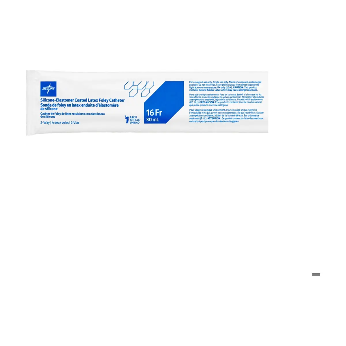 Catéter de Foley 2 vías de látex con recubrimiento elastomérico de silicona, calibre 16 Fr, balón 30 ml Medline - Thumbnail 3
