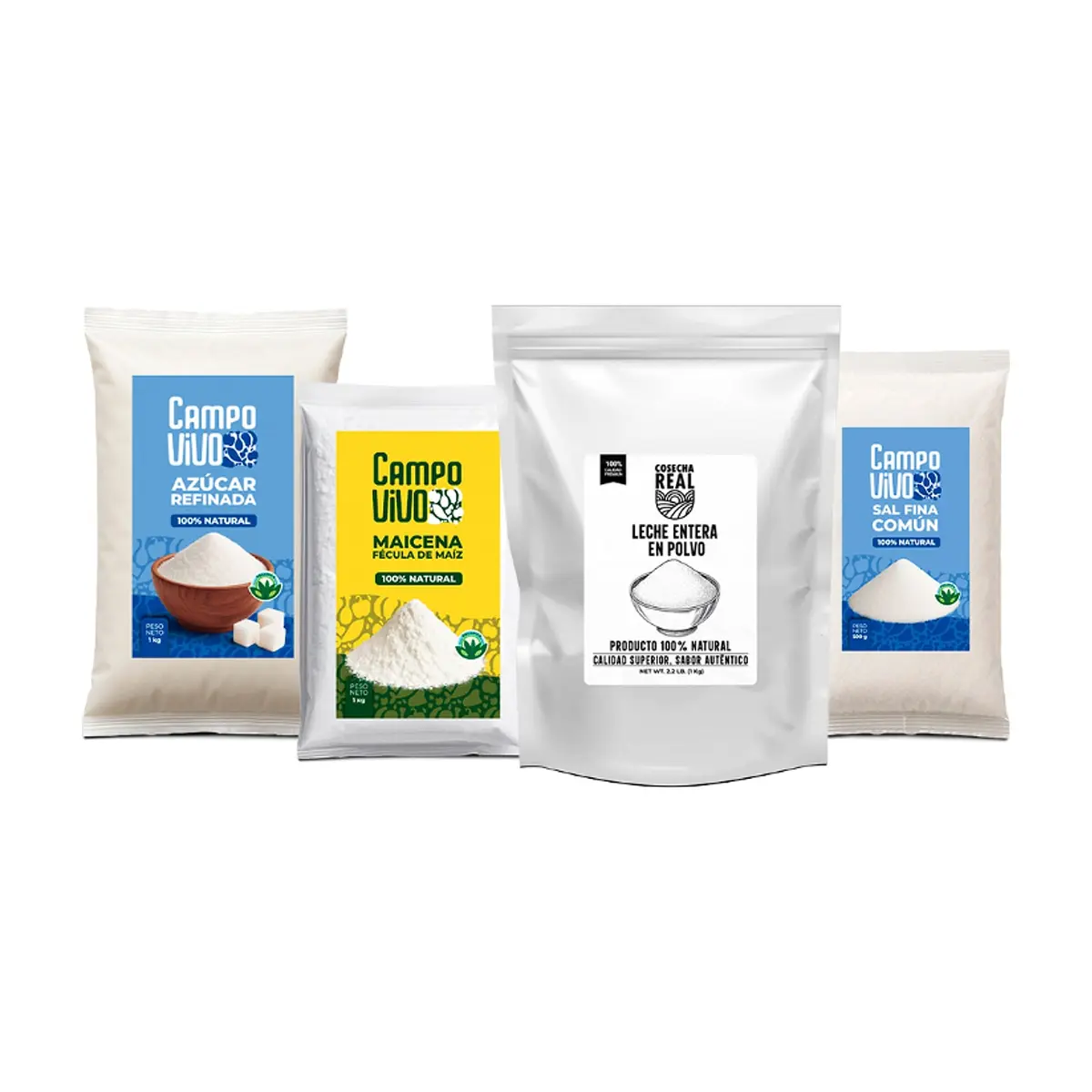 Combo básico #7: Leche entera en polvo + Sal fina común + Maicena + Azúcar refinada - Imagen 1