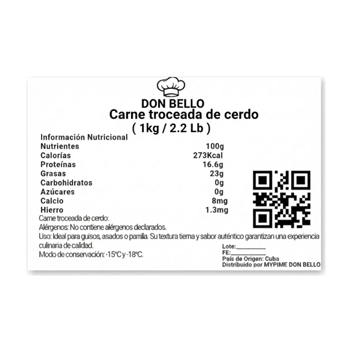 Carne troceada de cerdo Don Bello (1 kg / 2.2 lb) - Thumbnail 3