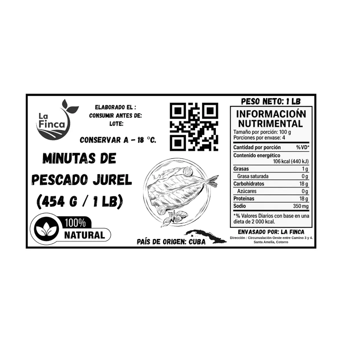 Minuta de pescado jurel La Finca (454 g / 1 lb) - Thumbnail 3