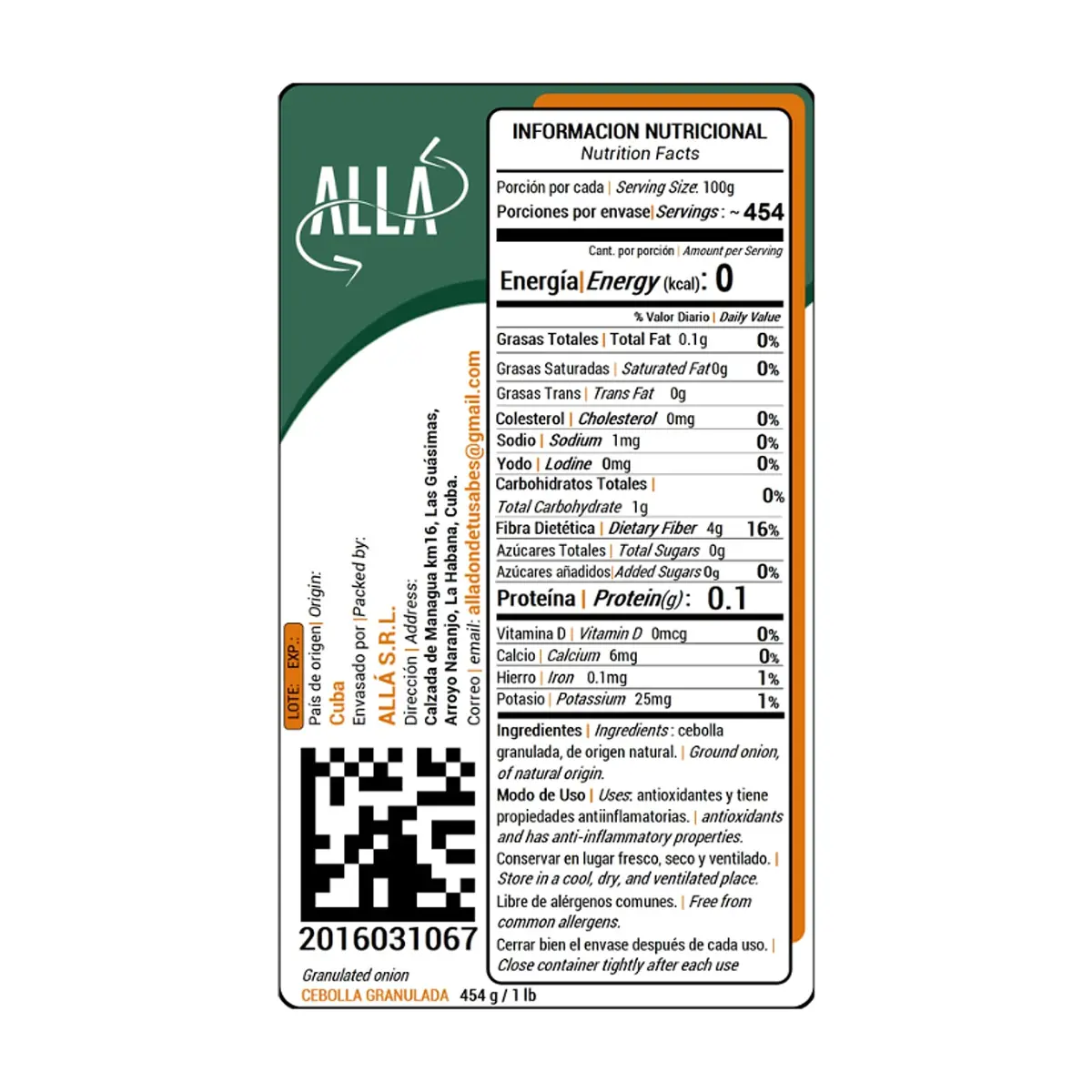 Cebolla granulada ALLÁ (454 g / 1 lb) - Thumbnail 3