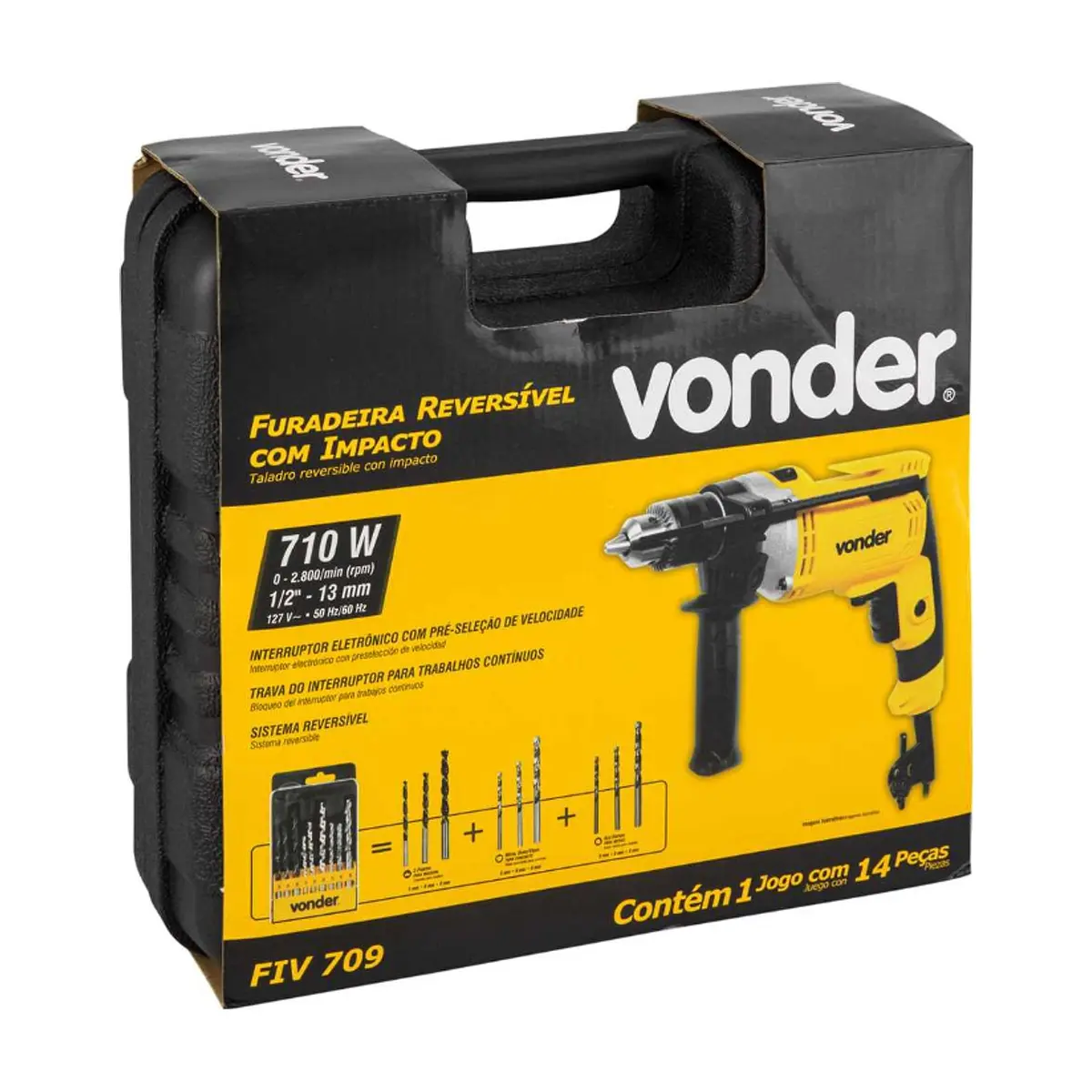 Taladro reversible 1/2'' de 127 V con impacto FIV709 Vonder - Thumbnail 4