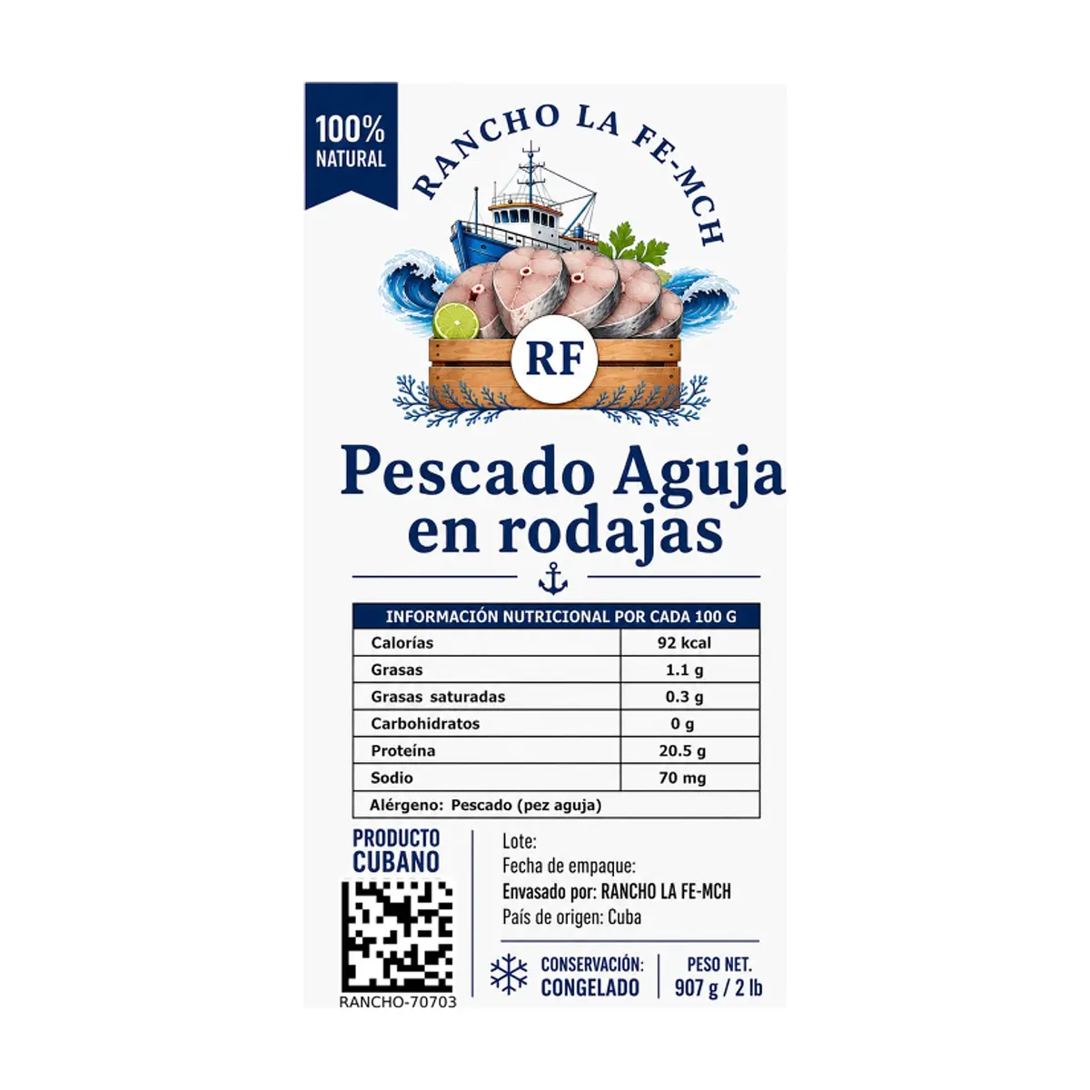 Pez aguja en rodajas Rancho la Fe - MCH (907 g / 2 lb) - Thumbnail 3