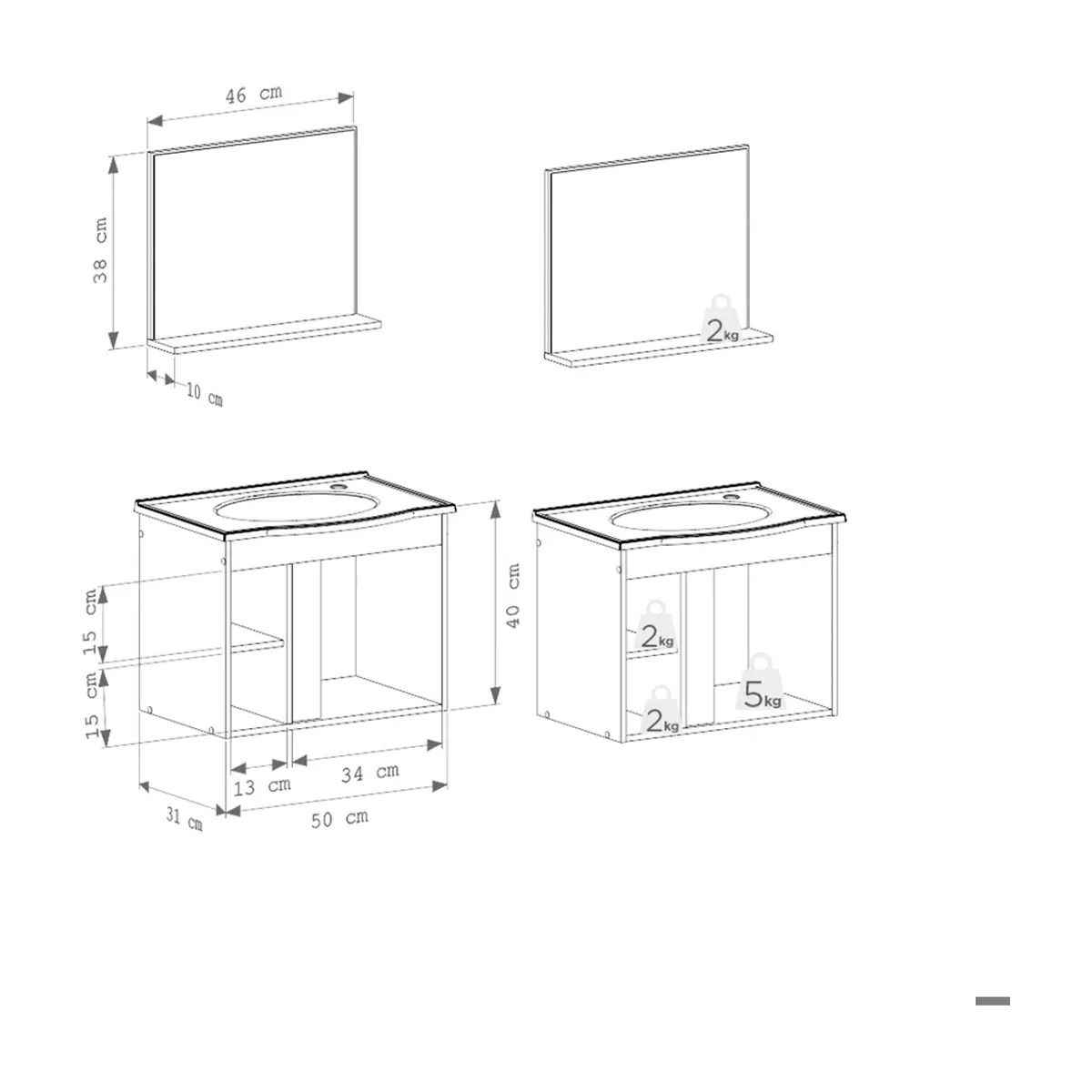 Mueble de baño blanco en madera Cozimax Safira - Thumbnail 3