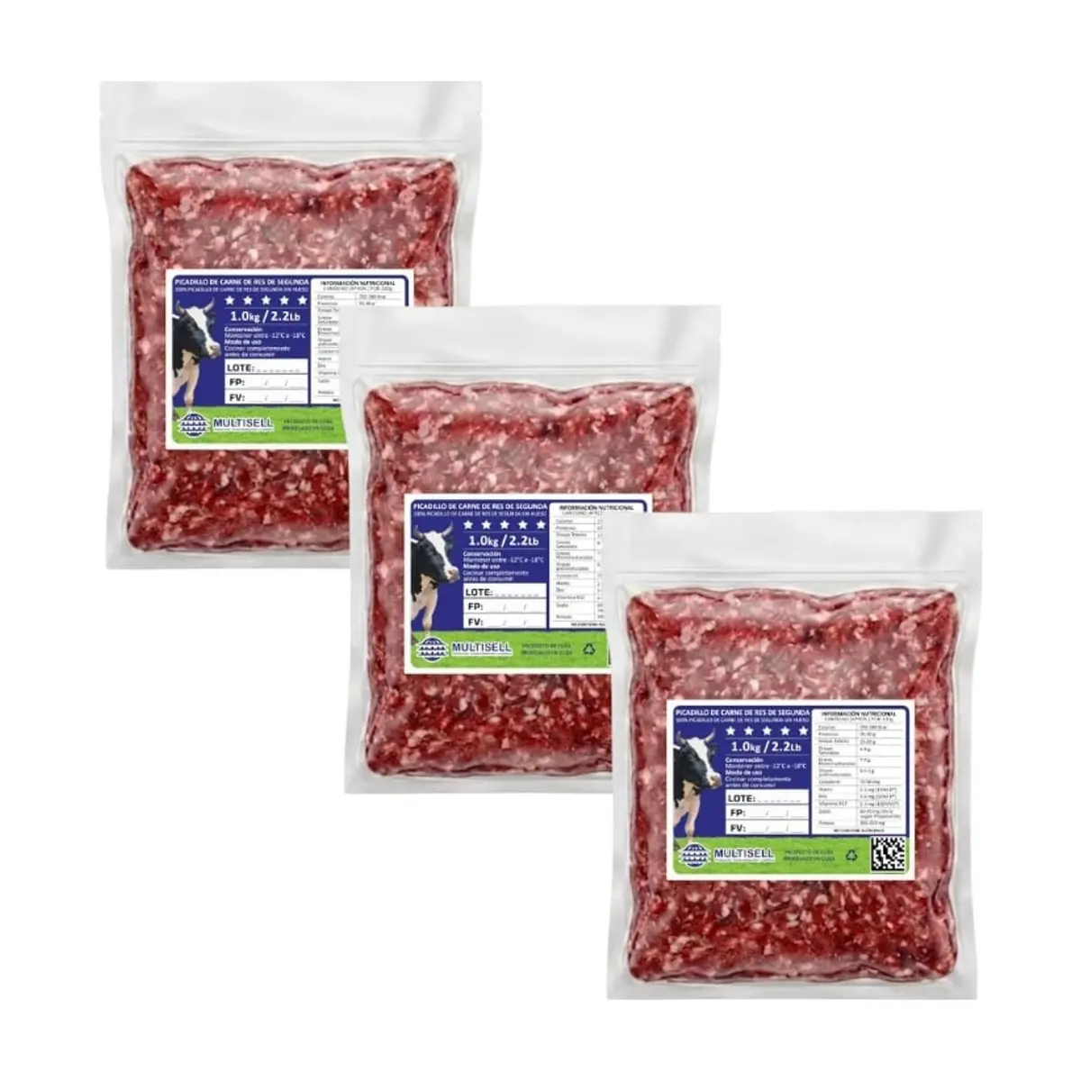 Picadillo de carne de res de segunda Multisell (3 x 1.0 kg / 2.2 lb)