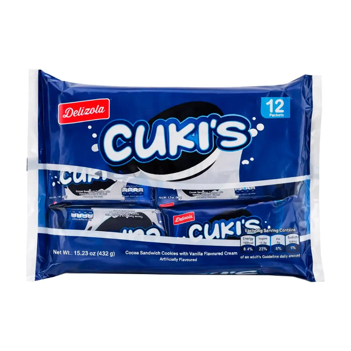 Galletas de cacao rellenas de vainilla Delizola (432 g / 15.24 oz)