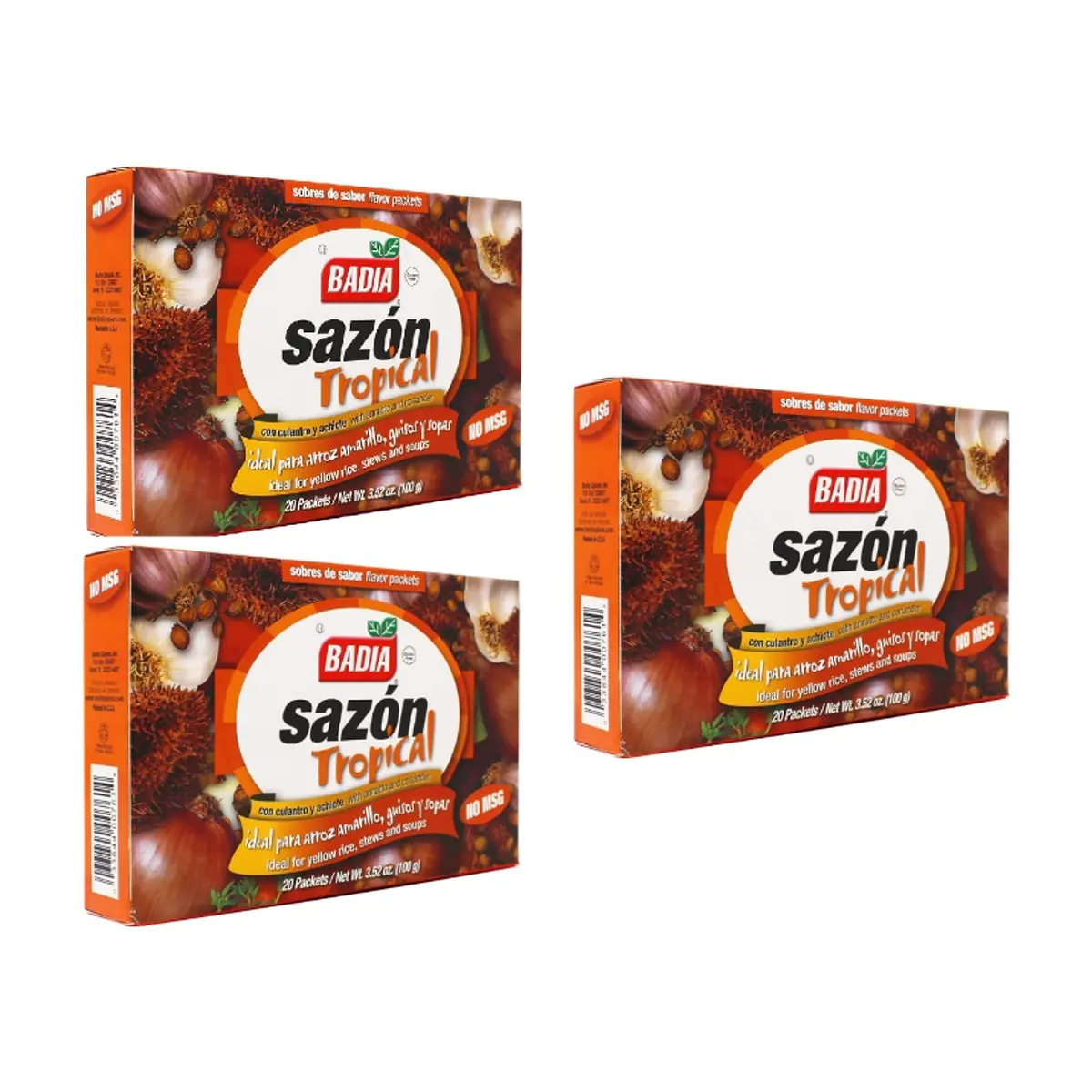 Sazón tropical con culantro y achiote Badia (3 x 100 g / 3.52 oz) - Imagen 1