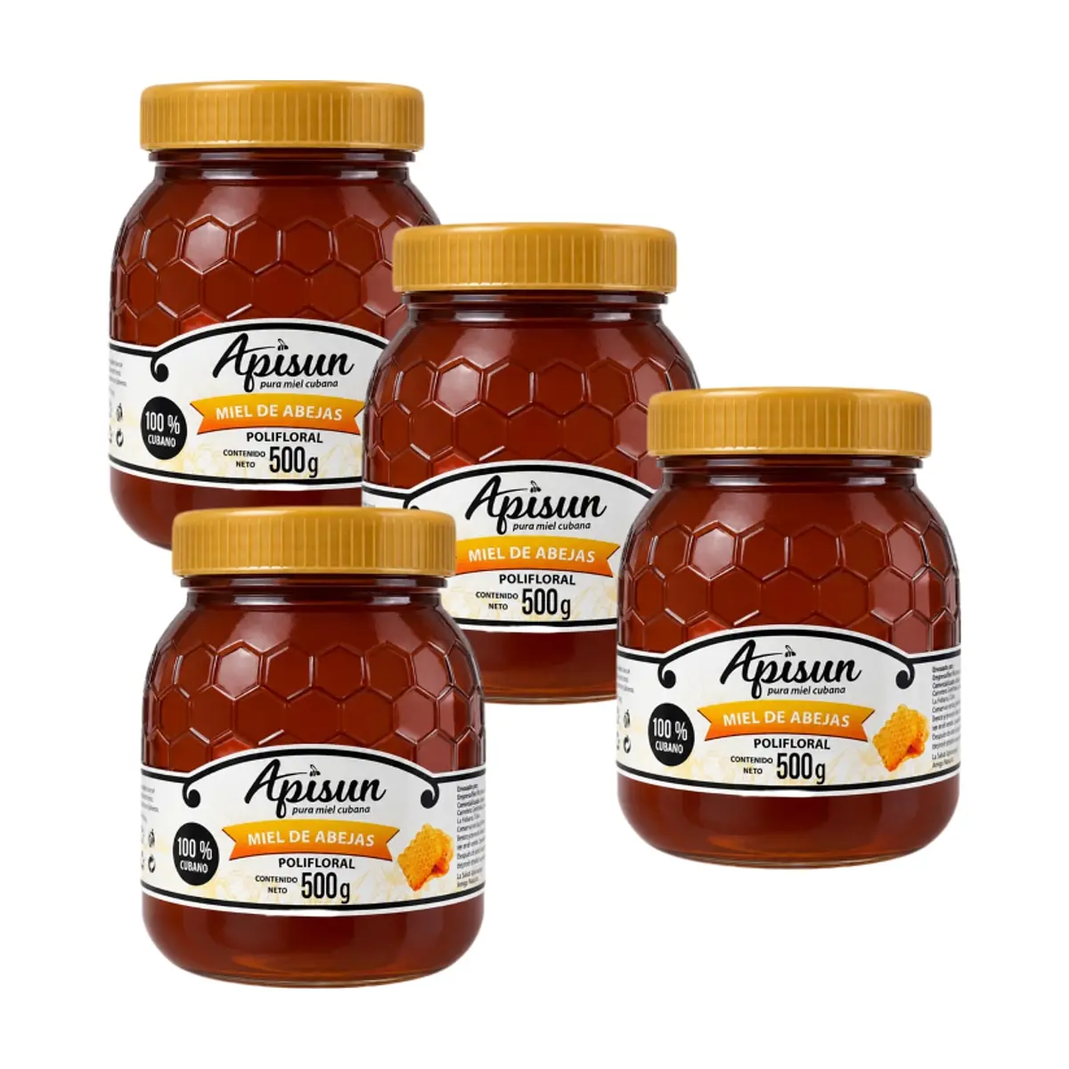 Miel de abejas polifloral 100% natural Apisun (4 x 500 g / 1.1 lb) - Miniatura 1