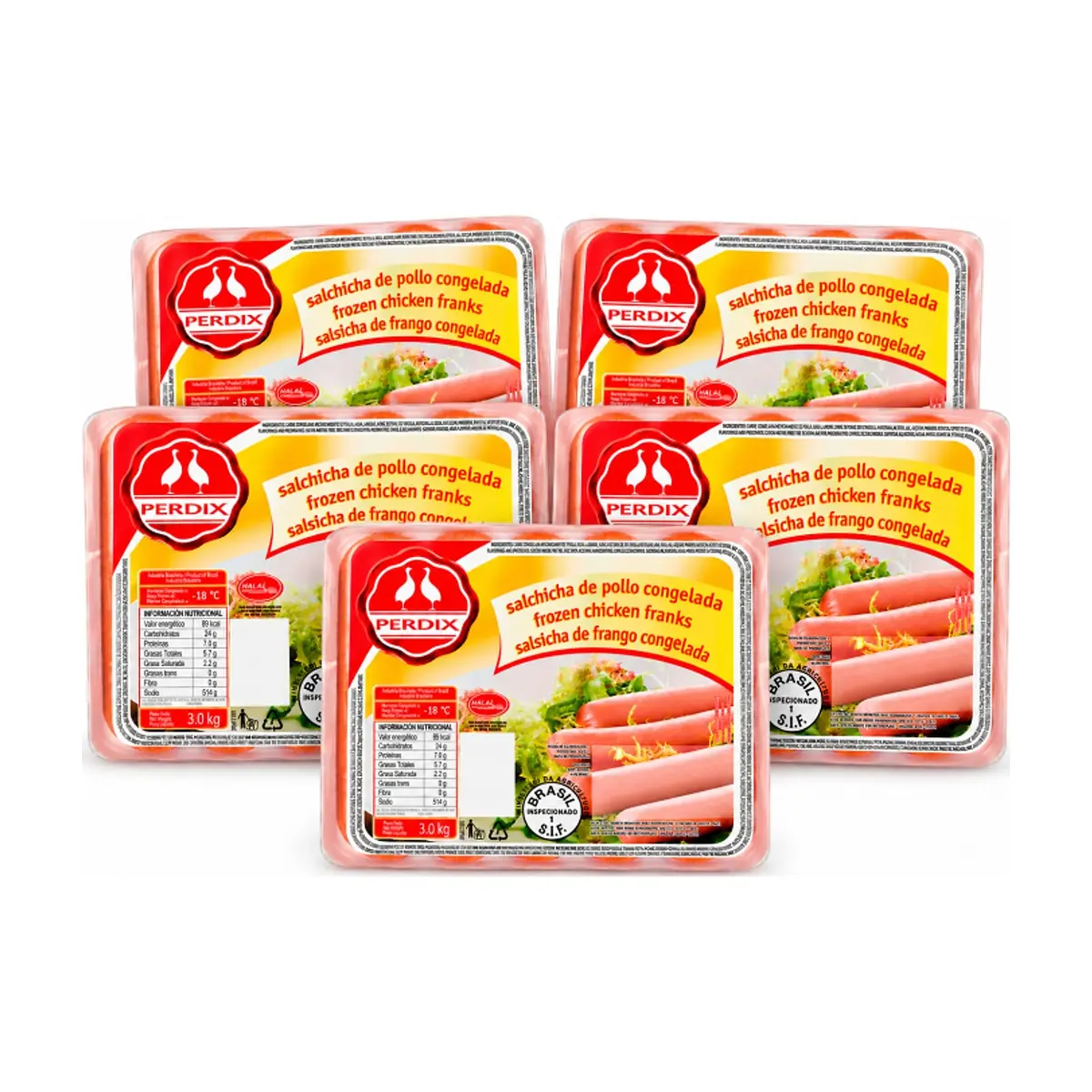 Salchicha de pollo congelada Perdix (5 x 3.0 kg / 6.6 lb) - Imagen 1