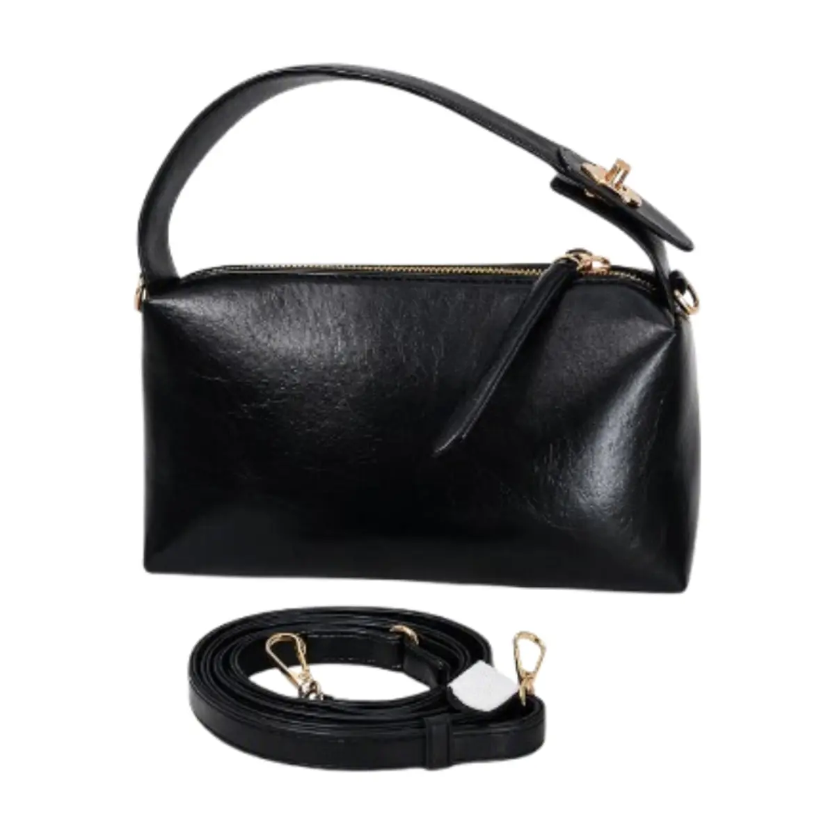 Bolso bandolera y de mano color negro tipo caja con asa ajustable Isabella