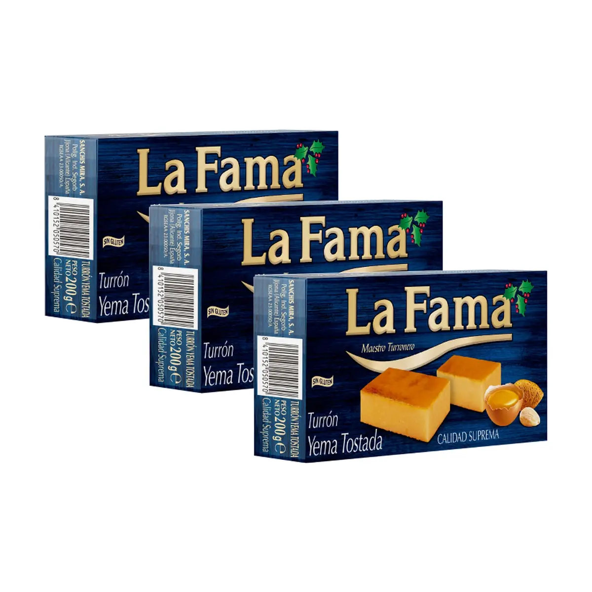 Turrón de Yema tostada La Fama (3 x 200 g / 5.3 oz) - Imagen 1