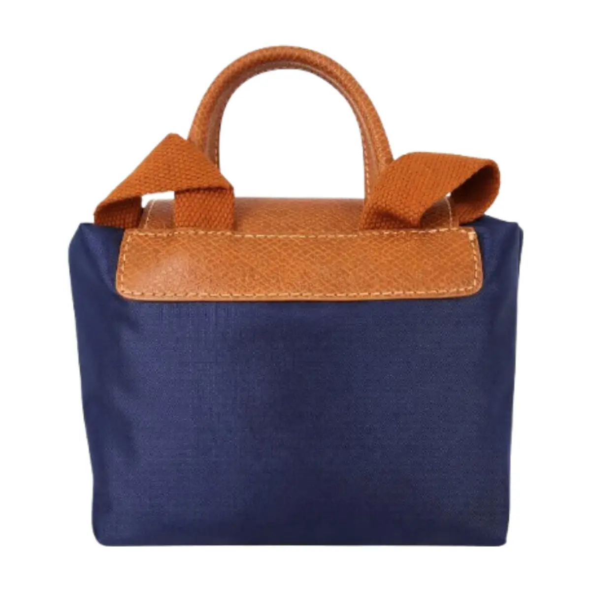 Mochila convertible de nailon azul marino con detalles en camel Isabella - Thumbnail 3