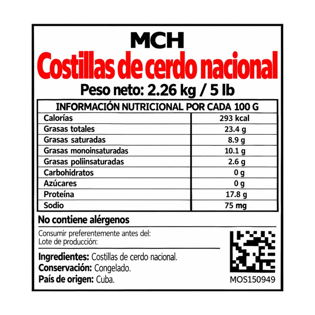 Costillas de cerdo nacional MCH (2.26 kg / 5 lb) - Miniatura 2