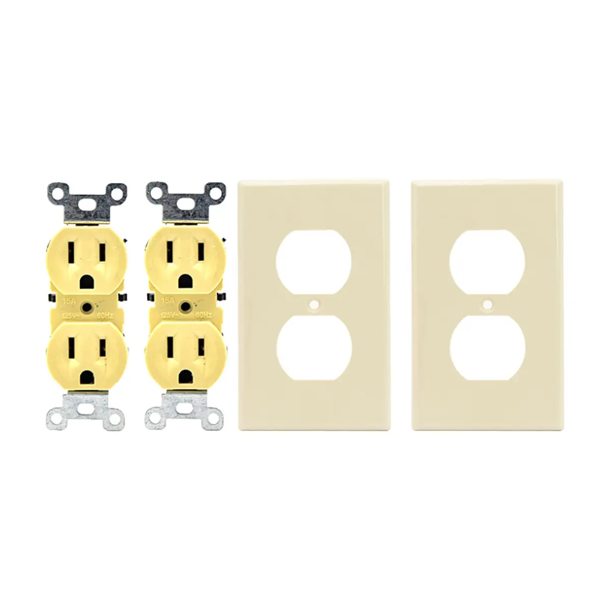 Set de 2 tomacorriente doble de 125 V / 15 A con tapa Troen
