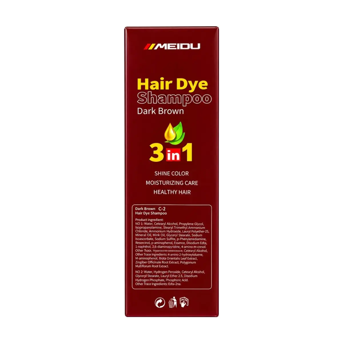 Champú tinte para el cabello castaño oscuro 3 en 1 Meidu (500 ml / 16.9 oz) - Thumbnail 3