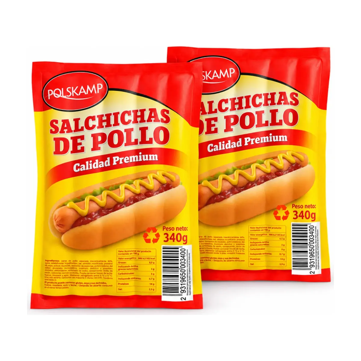 Salchichas de pollo Polskamp (2 x 340 g / 12 oz)