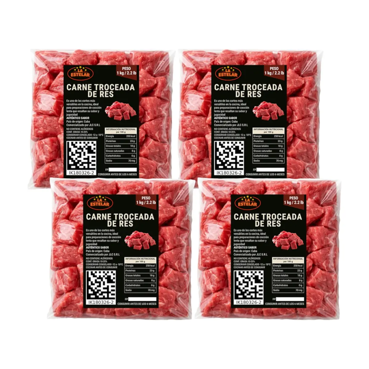 Carne de res troceada La Estelar (4 x 1 kg / 2.2 lb) - Imagen 1