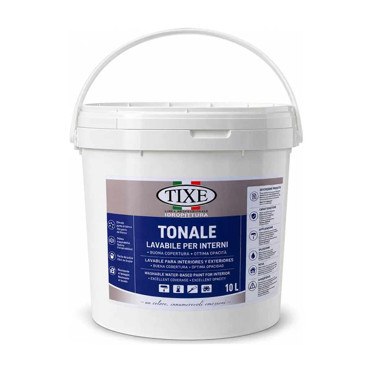 Pintura lavable de color gris para interiores TIXE Tonale (4 L) - Miniatura 1