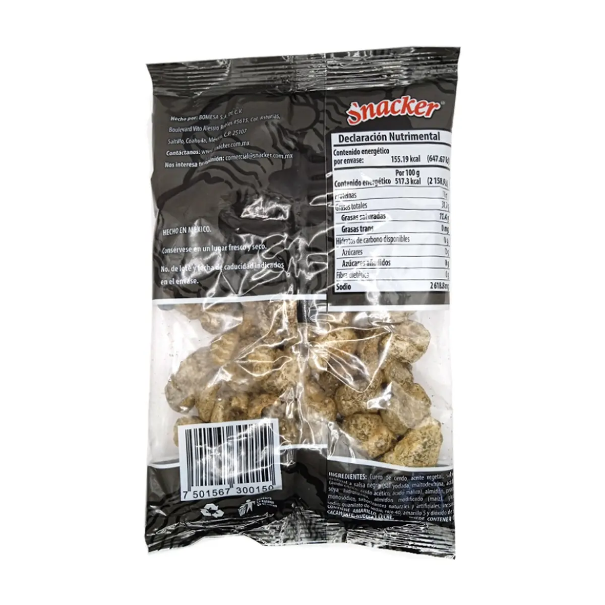 Chicharrón de cerdo sabor salsa negra Snacker (30 g / 1.05 oz) - Miniatura 2