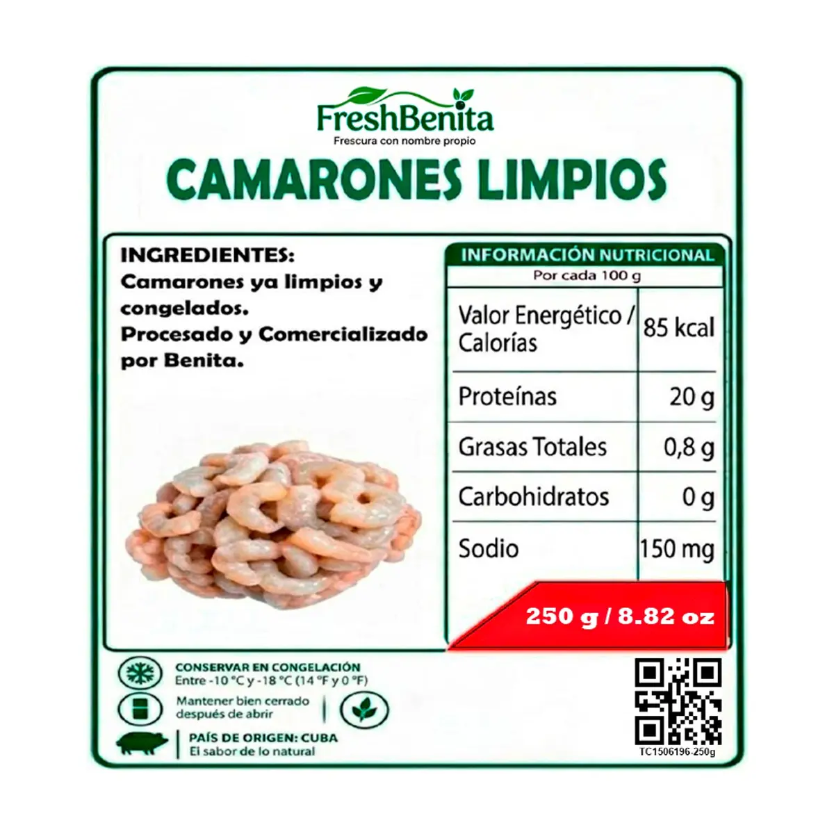 Camarones limpios y congelados FreshBenita (250 g / 8.82 oz) - Miniatura 4