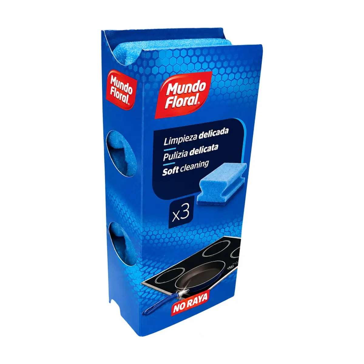 Estropajo salvaúñas fibra azul Mundo Floral (3 U)