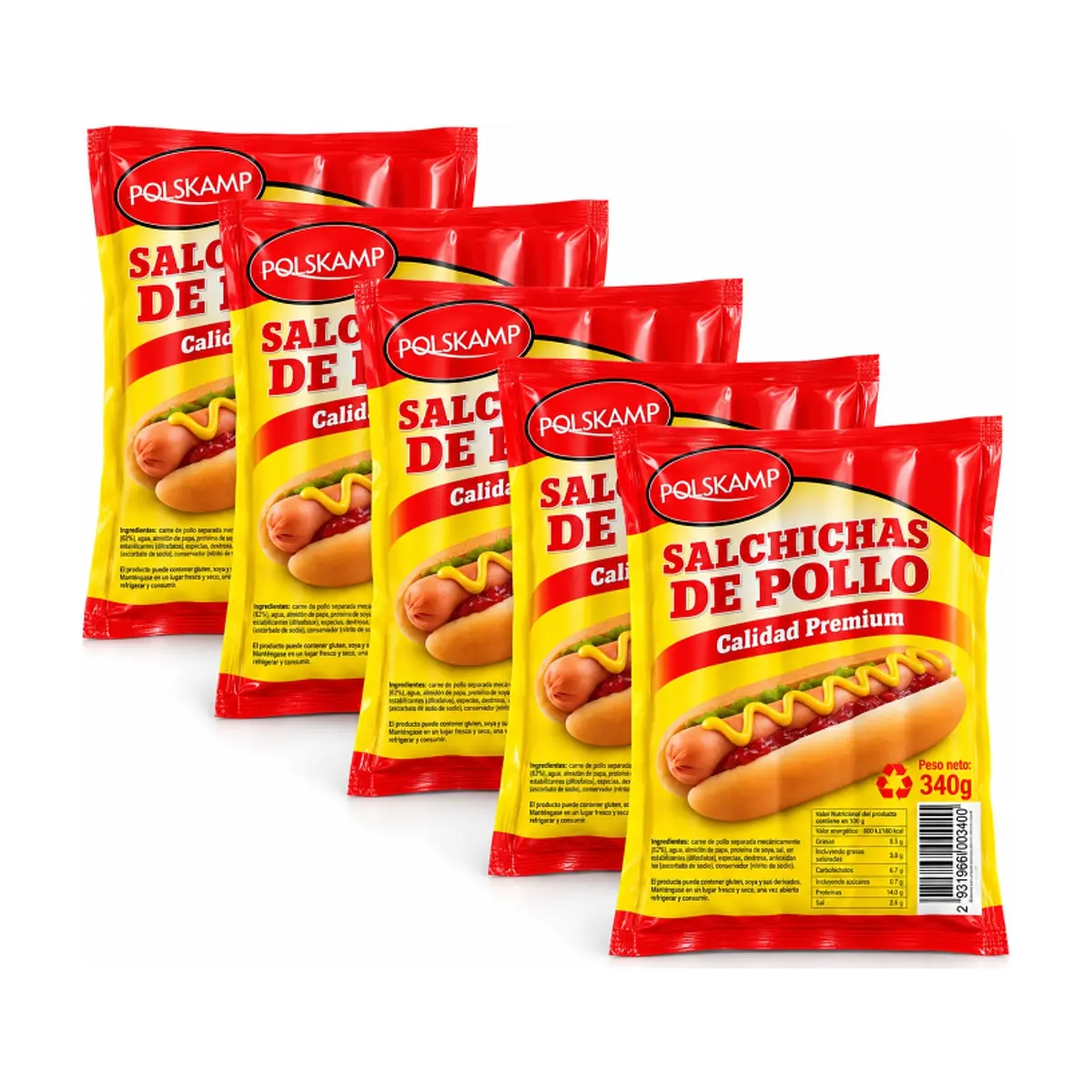 Salchichas de pollo Polskamp (5 x 340 g / 12 oz)