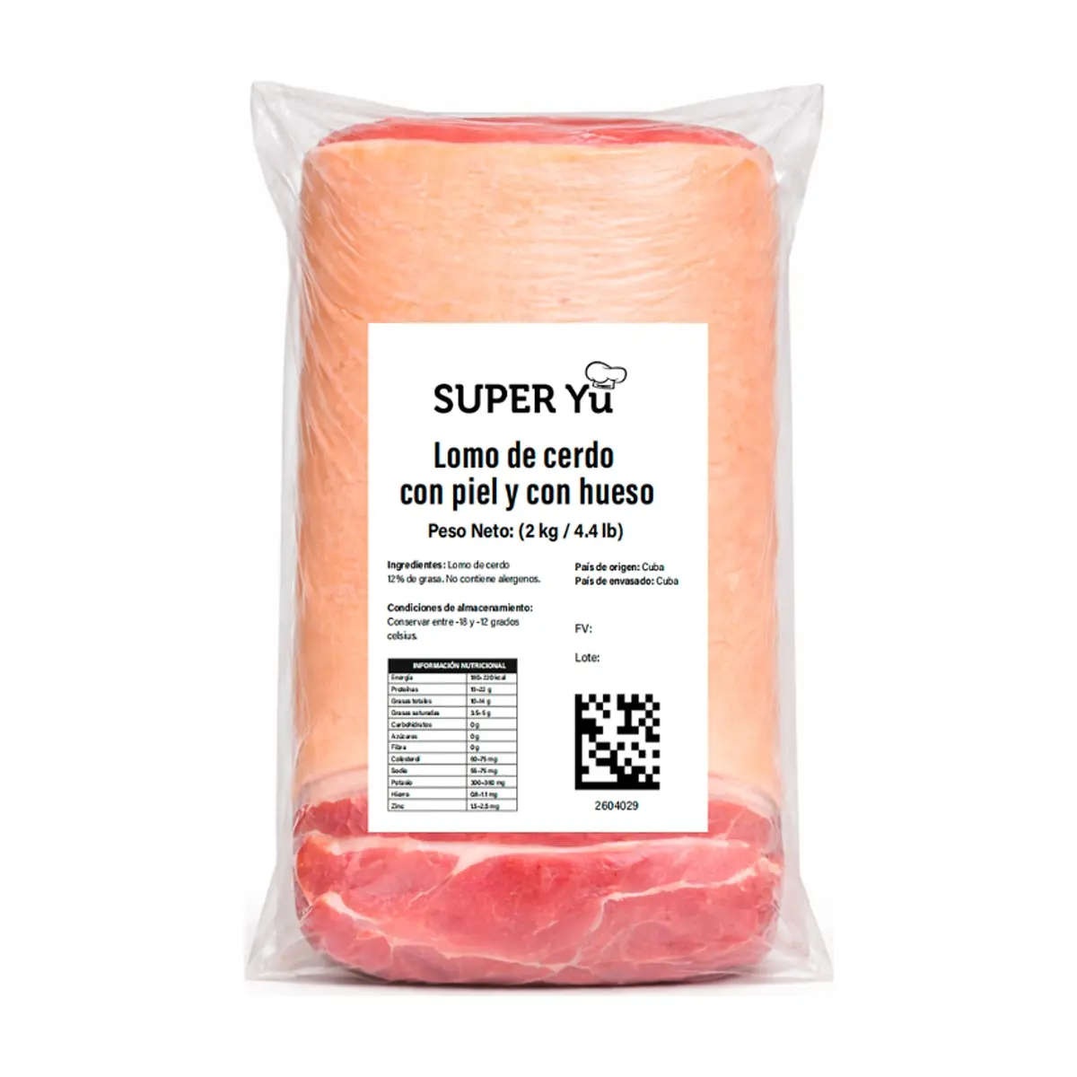 Lomo de cerdo con piel y con hueso Super Yu (2 kg / 4.4 lb) - Thumbnail 2