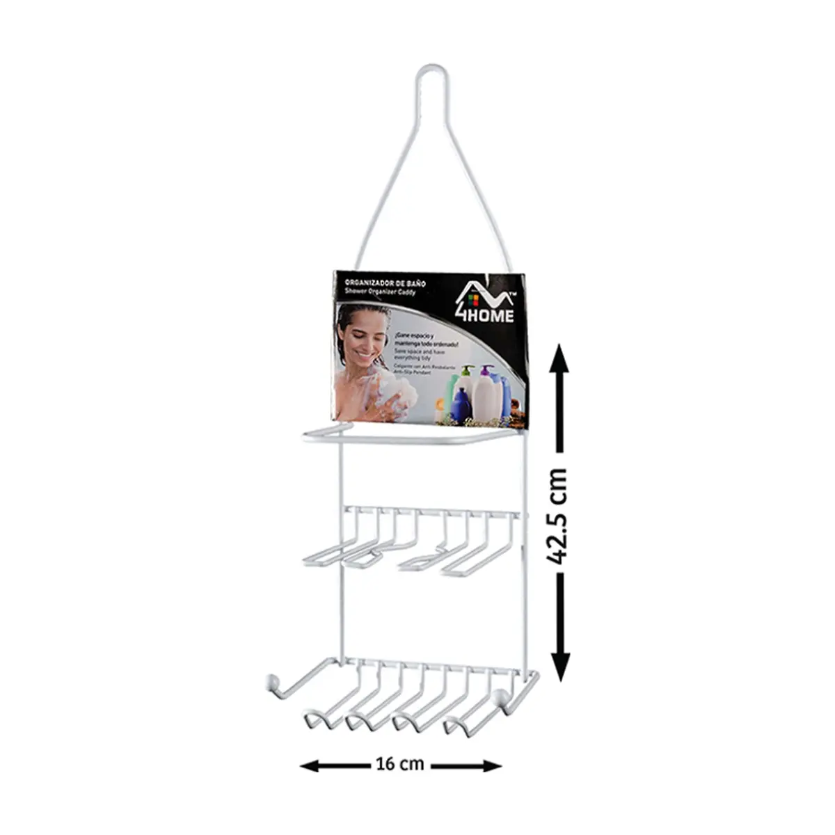 Organizador blanco metálico para ducha de baño 4Home - Thumbnail 2