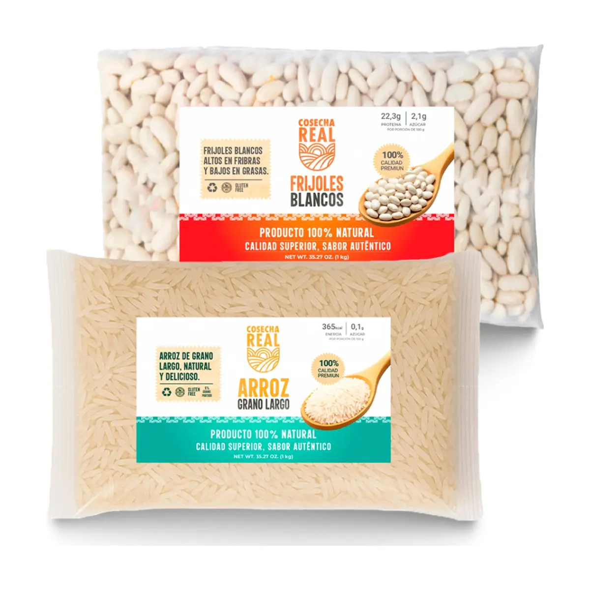 Combo de granos selectos Cosecha Real #12: Arroz de grano largo + Frijoles blancos
