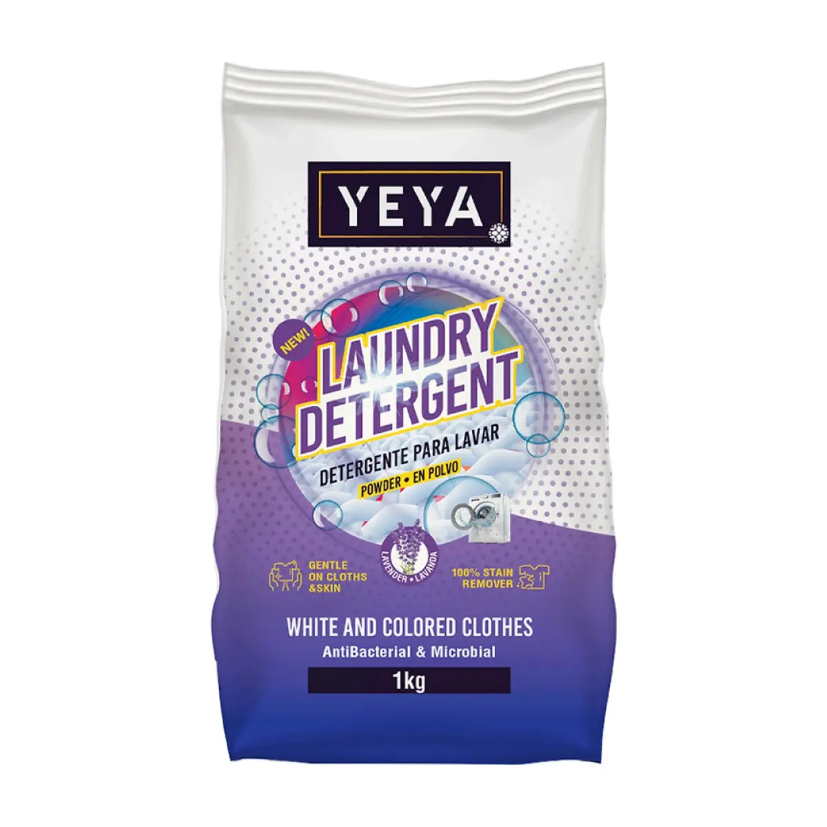 Detergente en polvo con aroma a lavanda YEYA (1 kg / 2.2 lb)
