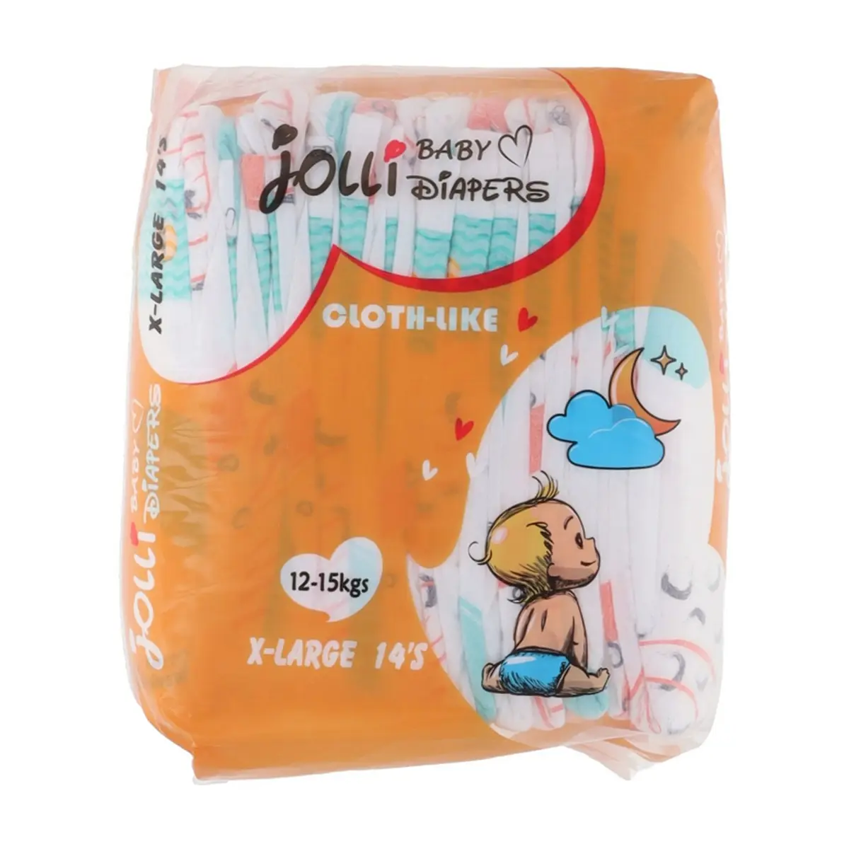 Pañales desechables para bebé talla XL Jolli (14 U)