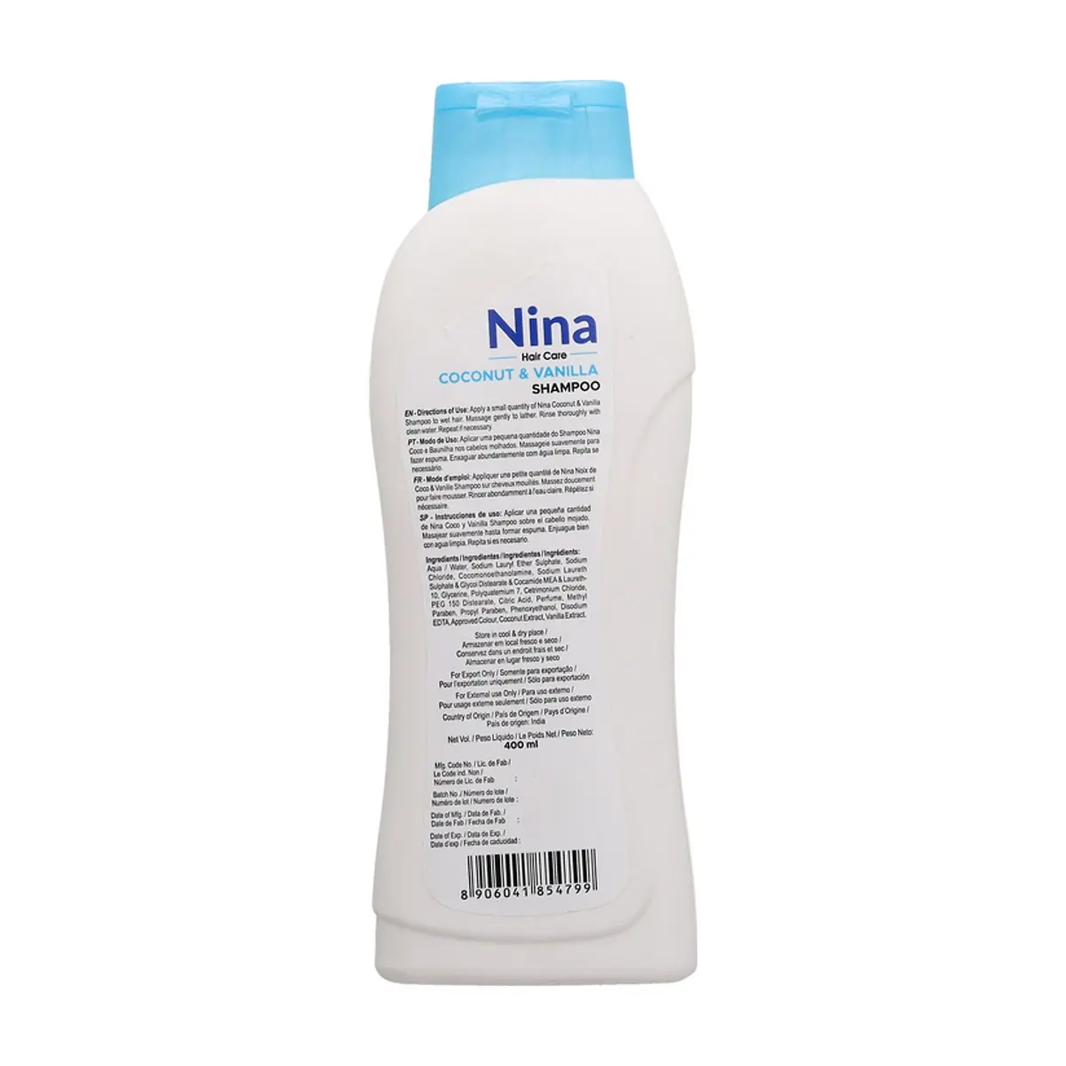 Champú de coco y vainilla Nina (400 ml) - Thumbnail 2
