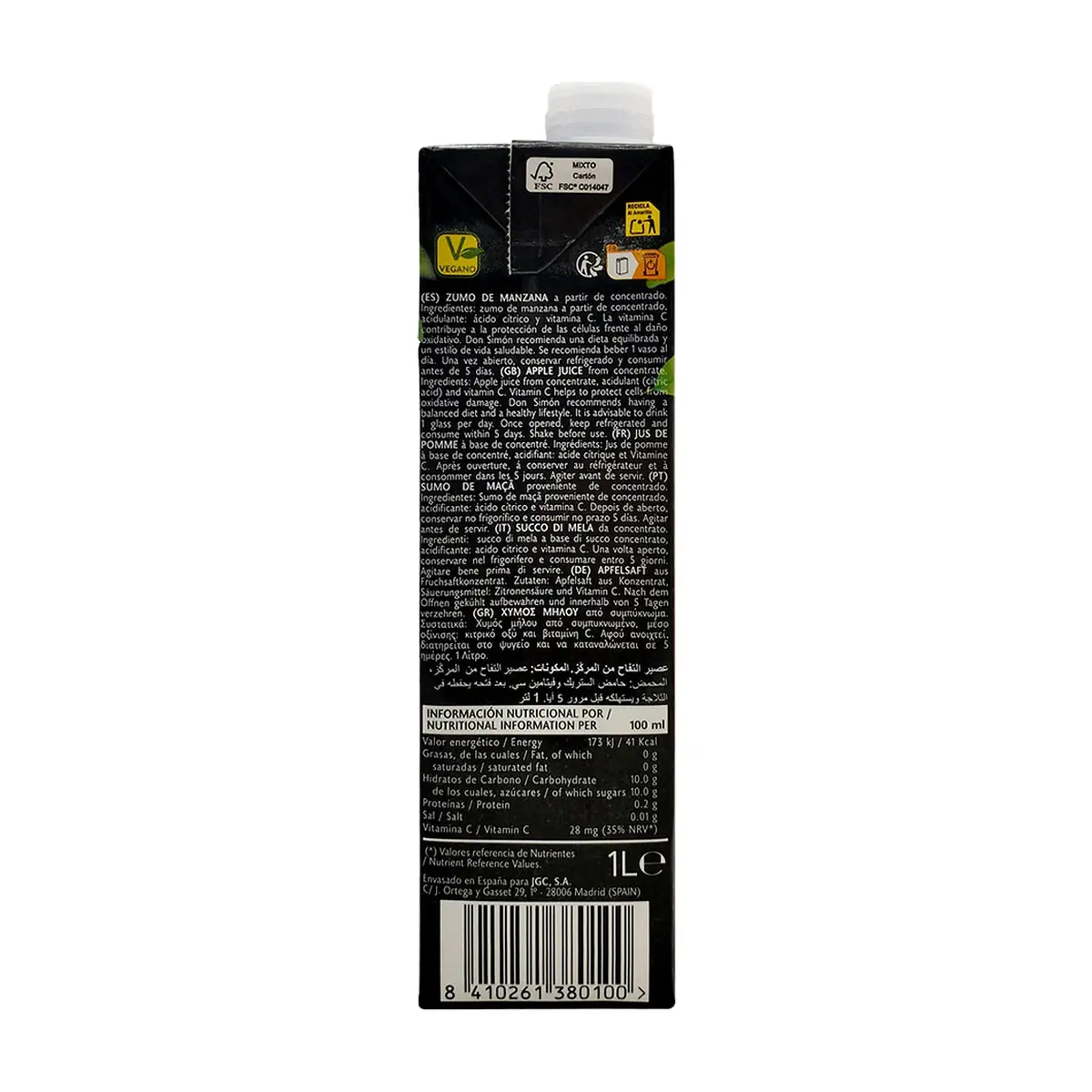 Zumo - jugo - de manzana enriquecido con vitamina C Don Simon (1 L) - Miniatura 2