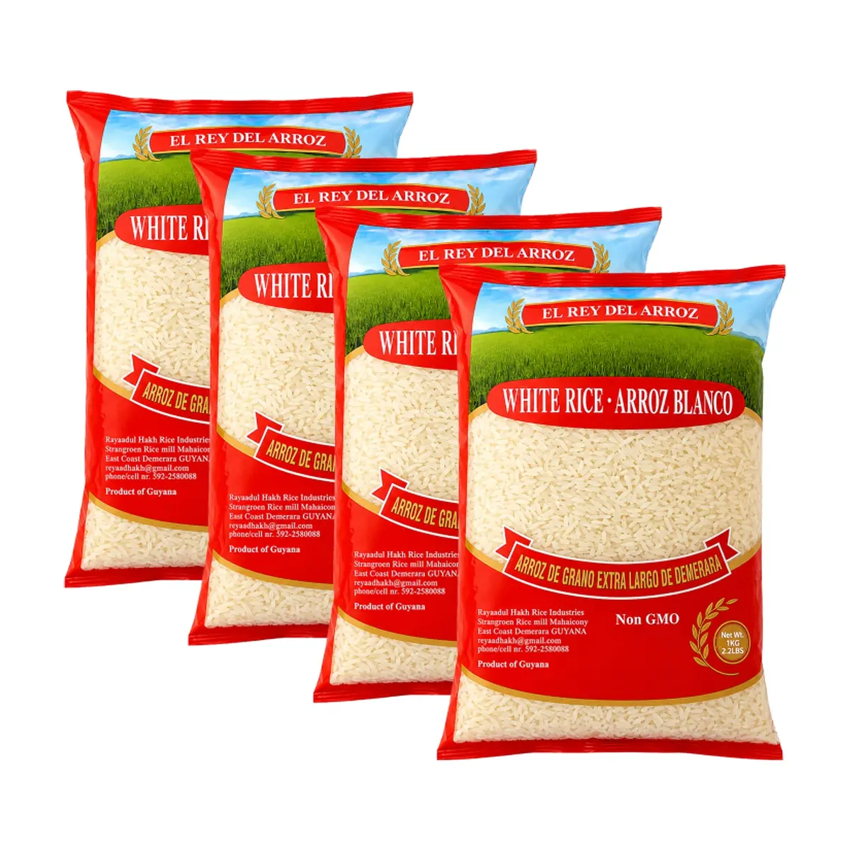Arroz blanco de grano extra largo El rey del arroz (4 x 1 kg / 2.2 lb) - Miniatura 1