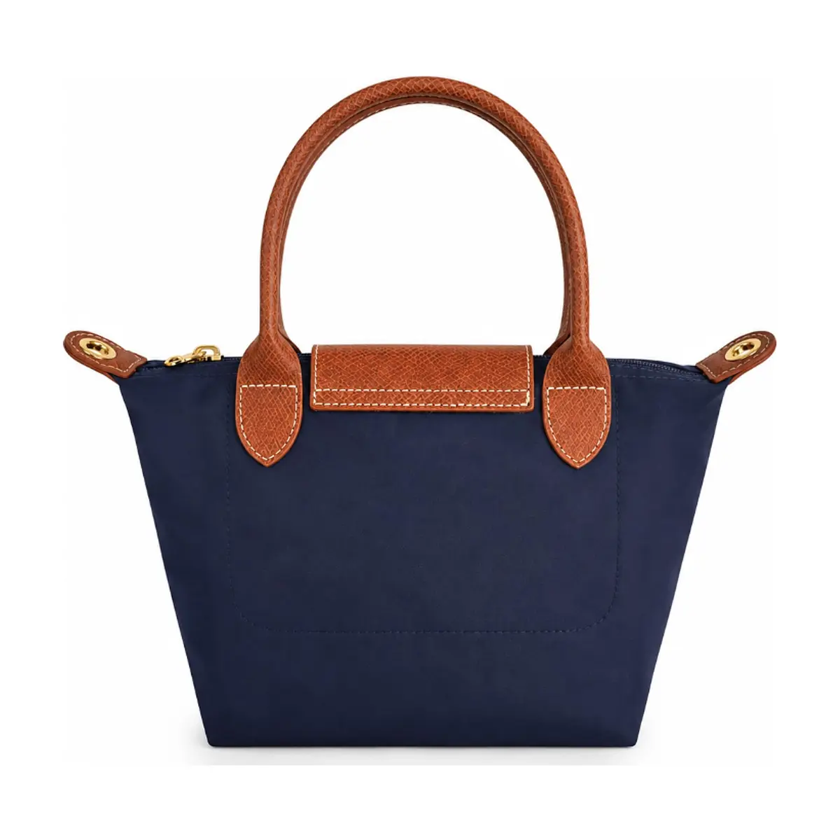 Bolso de nailon azul marino plegable con detalles camel y asas extraíbles Isabella - Thumbnail 3