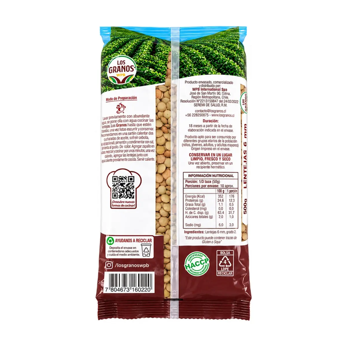 Lentejas 6 mm sin remojo Los Granos (500 g / 1.10 lb) - Miniatura 2