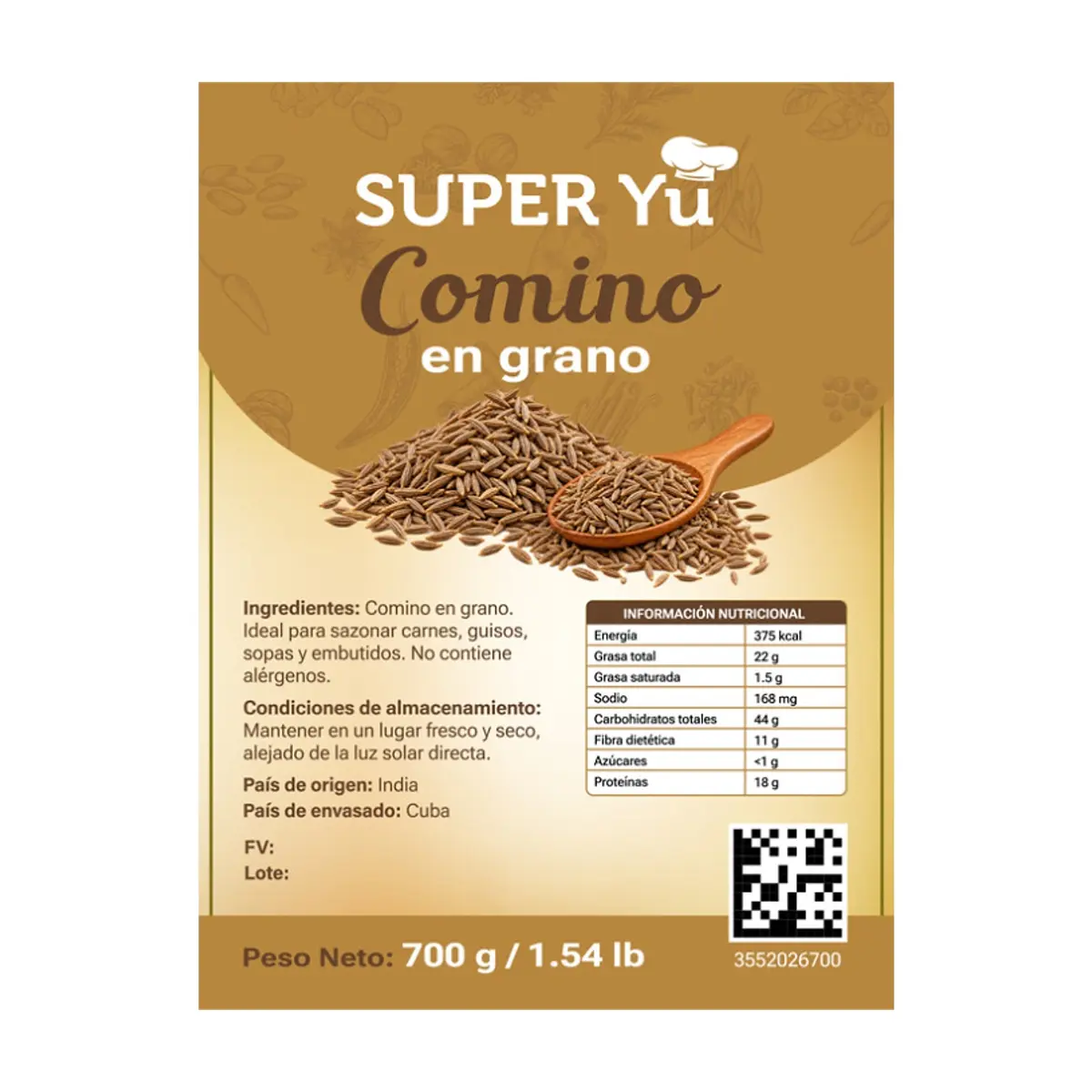Comino en grano Super Yu (700 g / 1.54 lb) - Thumbnail 2