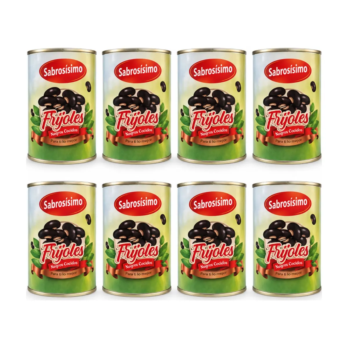 Combo Frijoles negros cocidos Sabrosísimo (8 x 400 g / 14.11 oz)