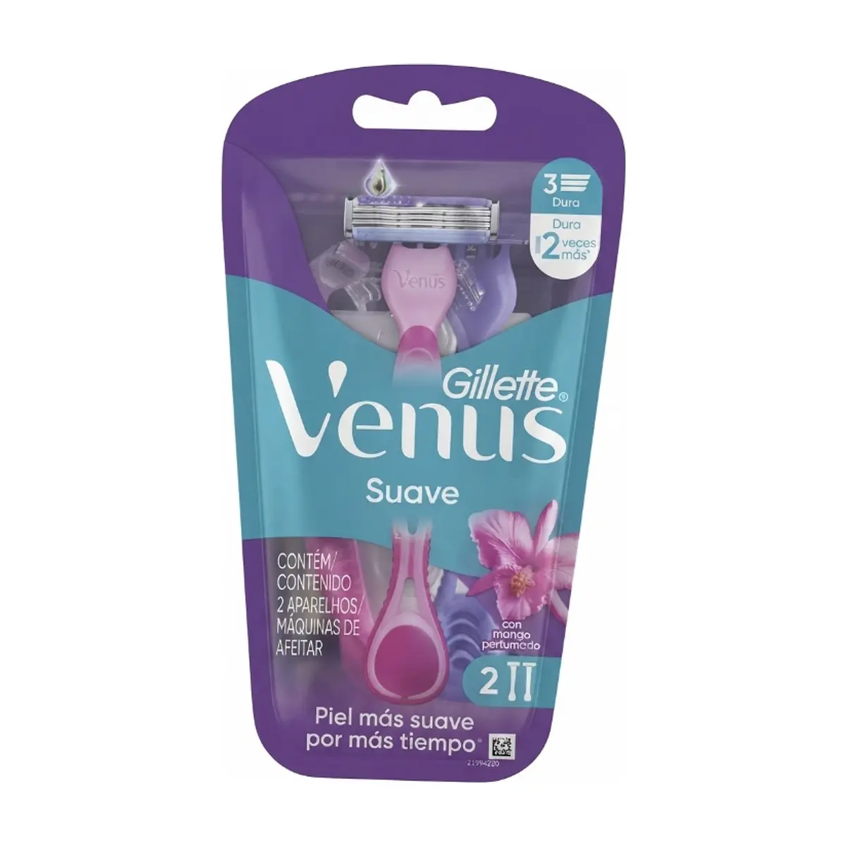 Máquinas de afeitar de 3 hojas desechables Gillette Venus Suave (2 U)