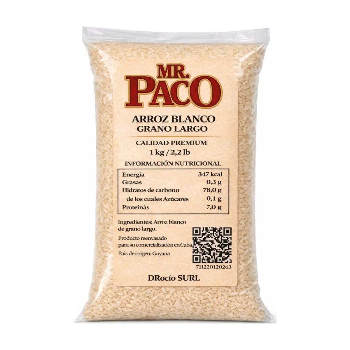 Arroz blanco grano largo Mr. Paco (1 kg / 2.2 lb)