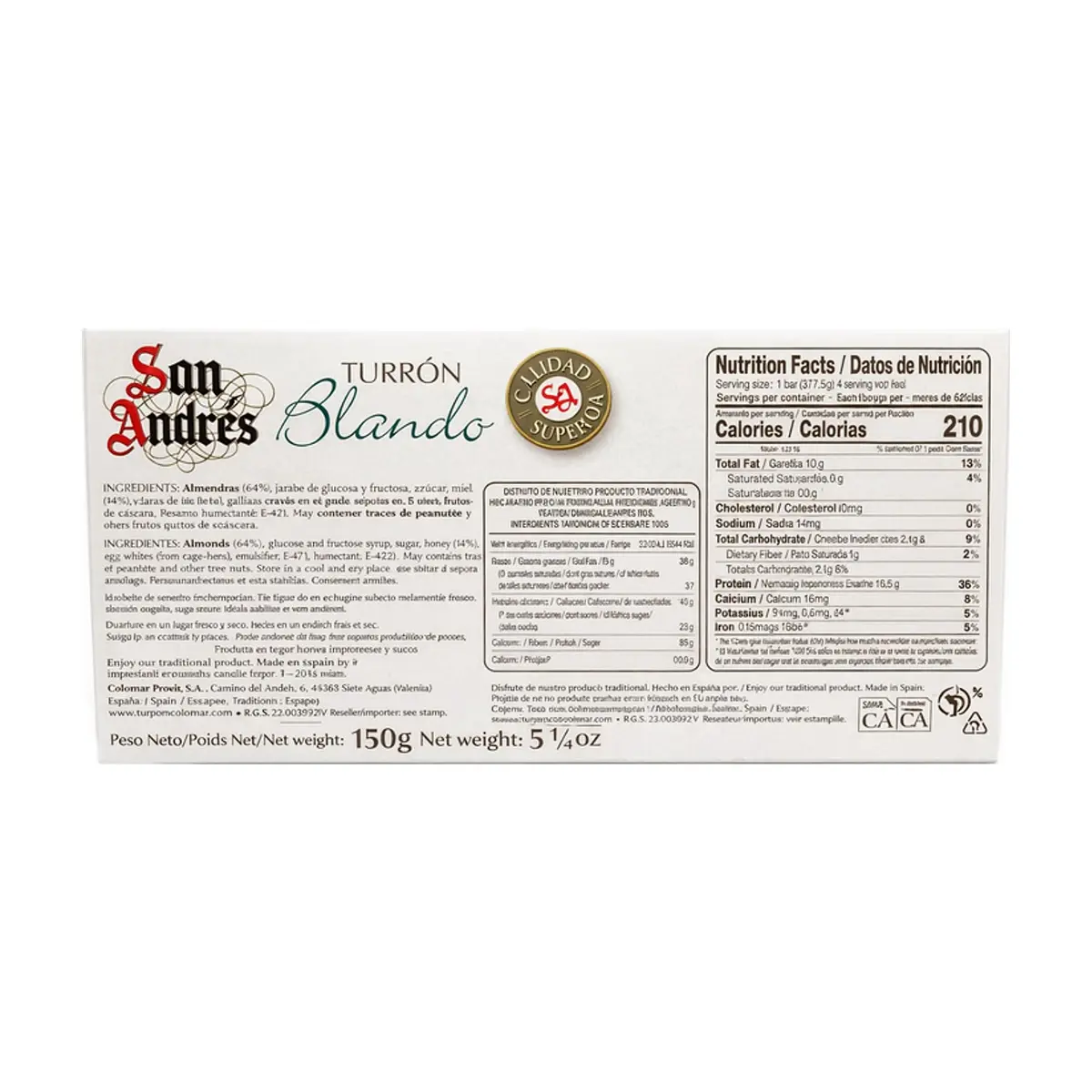 Turrón blando de almendras San Andrés (150 g / 5.29 oz) - Thumbnail 2