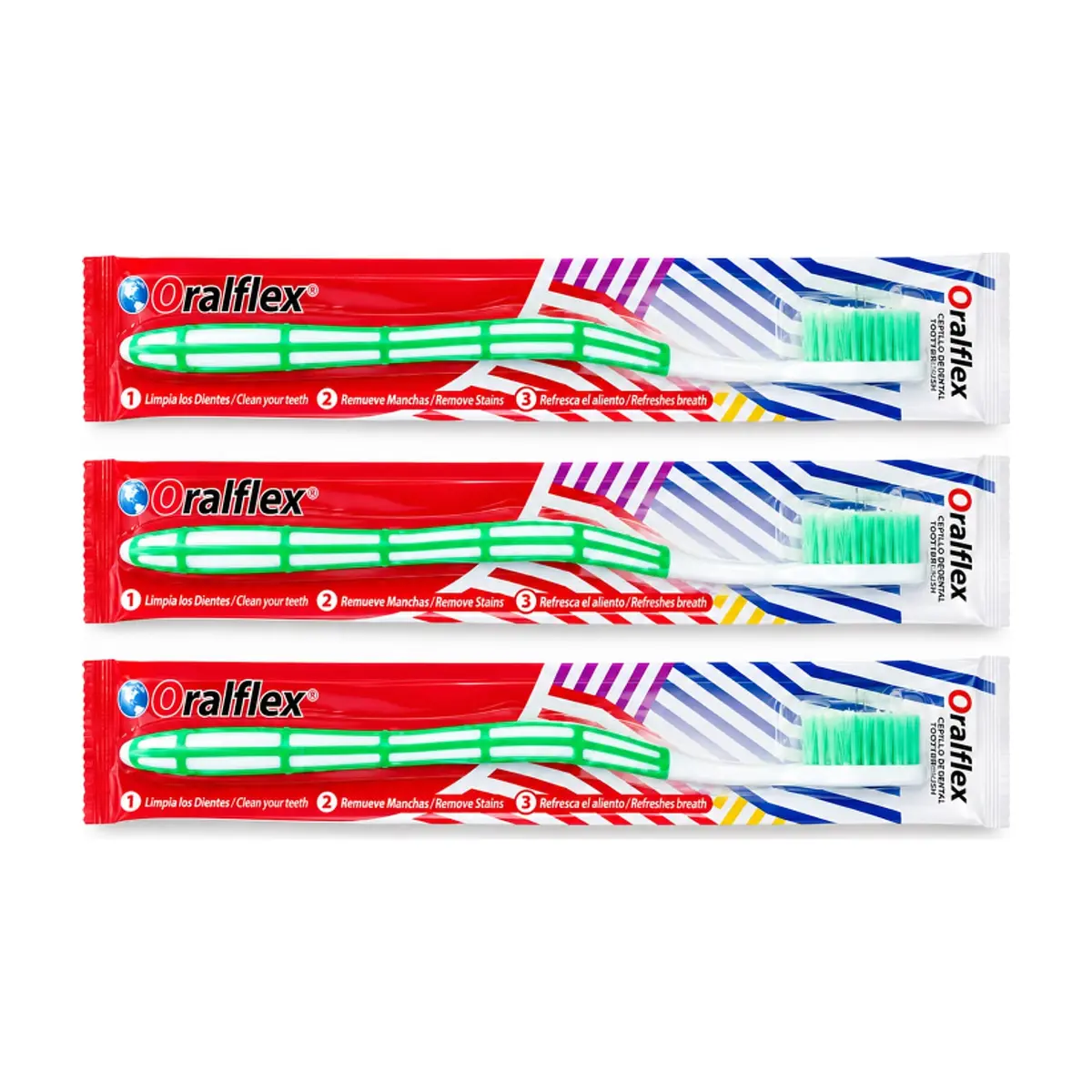 Cepillo de dientes verde Oralflex (3 x 1 U)