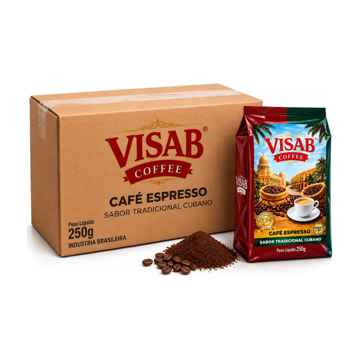 Café espresso sabor tradicional cubano Visab Coffee (20 x 250 g / 8.81 oz) - Imagen 1