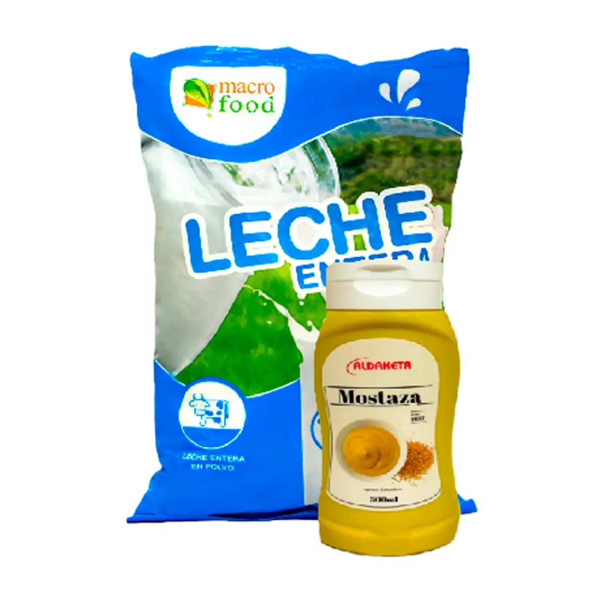 Mostaza Aldaketa (300 g / 10.5 oz) + Leche entera en polvo Macro Food (1 kg / 2.2 lb) - Imagen 1