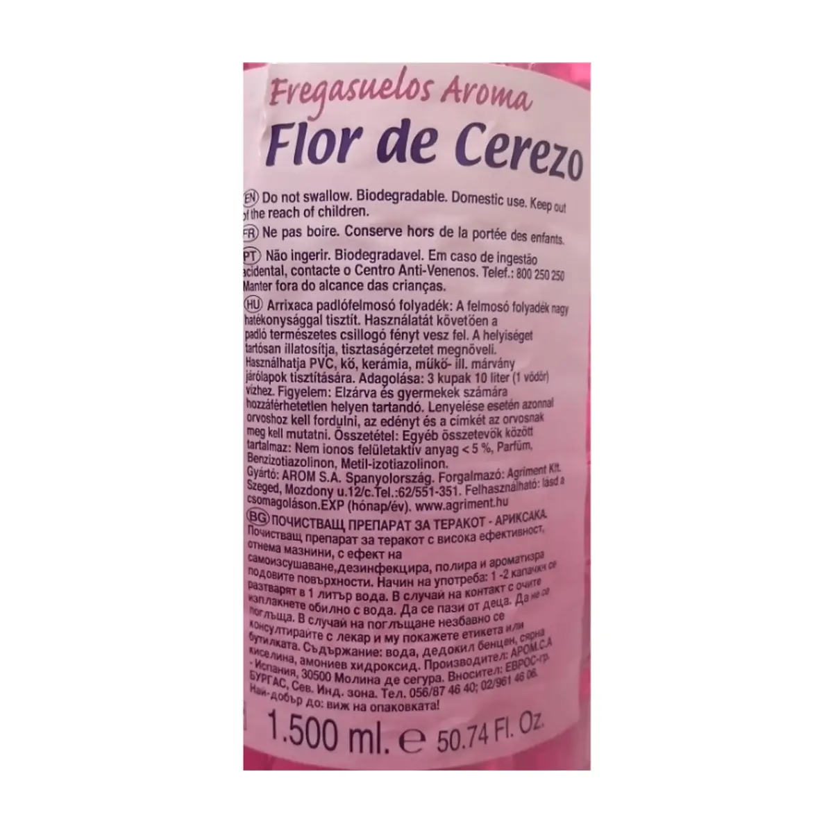 Friegasuelos aromático flor de cerezo Arrixaca (1.5 L) - Thumbnail 3